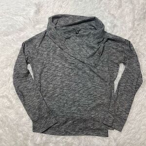 Eddie Bauer Sweater Womens Size XS Gray Wrap Shawl Snaps Long Sleeve